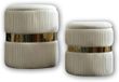 Azomor® Set van twee ronde fluwelen poefs met opbergruimte