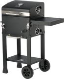 Lund Charcoal Grill Deluxe Houtskoolbarbecue met Deksel - 39,5 x 29,5 cm - Verstelbaar Grillrooster - Ingebouwde Thermometer, Warmhoudrek & Wielen - Zwart
