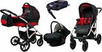 BabyLux® Largo | Set de poussette 4 en 1 | Noir Rouge | Poussette combinée | Set de poussette | Isofix-B