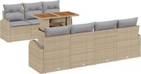 vidaXL Tuinbank Set 8-delig Beige Poly-rattan