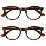 Opulize Ava 2 Stuks Vrouwen Dames Bruine Schildpad Rood Super Comfortabele Pasvorm Leesbril Scharnieren Met Veer RR62-Z +2,50