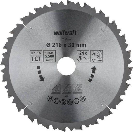 wolfcraft Cirkelzaagblad 216x30 mm Afkortzaag - 24 tanden
