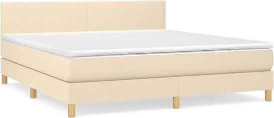 vidaXL Boxspring met matras stof crèmekleurig 180x200 cm