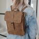 your surprise Sac à dos en cuir pour femmes, hommes et enfants, personnalisable, en similicuir marron, sac à dos parfait pour la journée avec nom avec bretelles réglables, marron, S, Classique