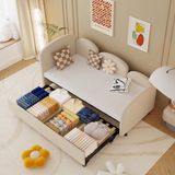 HAUSS SPOLE AHAUSS SPOLE Slaapbank 90x200 cm - Gestoffeerd bed - Slaapbank Met Uitklapbaar Onderbed 90x190 cm - Kinderbed Zeer Comfortabel - Fluweel - Beige