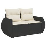 vidaXL 8-delige Loungeset met kussens, polyrattan, zwart