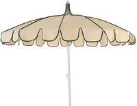 Merkloos Decoris Strandparasol stokparasol volant creme/blauw