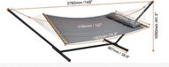 Trendique Collox Hangmat met standaard - Dubbele hangmat - Voor 2 personen - Met afneembaar kussen en draagbare tas - Maximaal draagvermogen 218 kg - Afmetingen hangmat inclusief standaard 376 x 140 x 105 cm - Gris