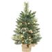 Mini sapin de Noël artificiel 60 cm, arbre de table floqué, 35 LED, pommes de pin, fonctionne sur piles, vert