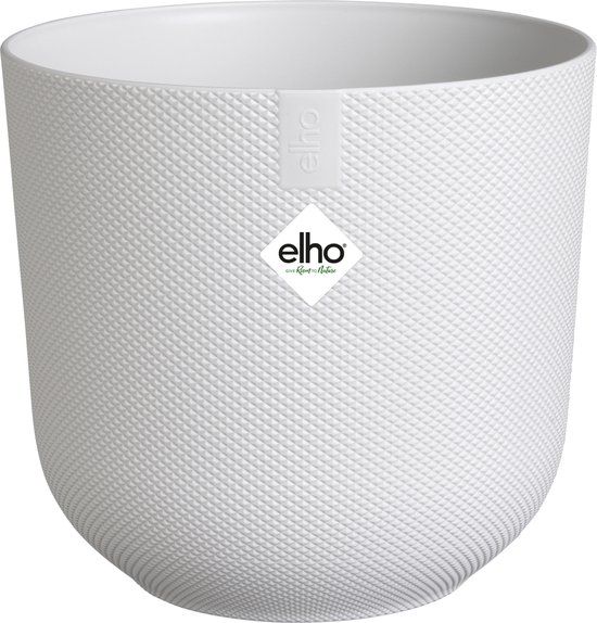 Elho Jazz Rond 14cm - Bloempot voor Binnen - Unieke Structuur - 100% Gerecycled Plastic - Ø 14.2 x H 13.1 cm - Zijdewit