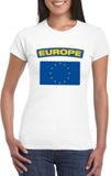 Bellatio Decorations Shoppartners Bv Vlag Europa t-shirt - wit - dames - korte mouwen - supporters S