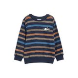 s.Oliver junior gestreepte sweater - donkerblauw/cognac/beige