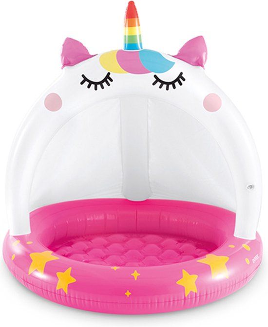 Intex Kinderzwembad - 102x102 - met afdekkap - eenhoorn
