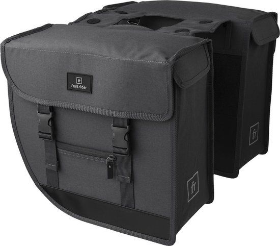 FastRider Hybrid Dubbele Fietstas Grijs - 26L - Achter - Polyester - MIK-Systeem