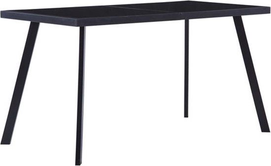 vidaXL Eettafel 140x70x75 cm gehard glas zwart