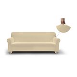 Più bello Bielastische bankhoezen crème, polyester, 3 plaatsen