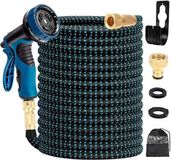 J.E Tuyau d'arrosage extensible 15 mètres – Tuyau d'arrosage extensible anti-torsion avec tête de pulvérisation à 10 positions – Raccords en laiton – Sac de rangement inclus