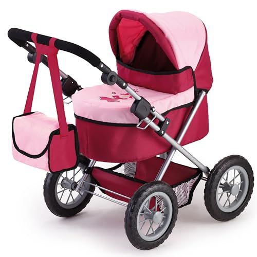 Bayer Design - Poppenwagen Trendy - Rood en Roze - Wandelwagen - Meisjes - Met zonwering - 3+ jaar