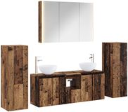 vidaXL - Badkamermeubel - Set - 6 - st - Oud - hout - Bewerkt - hout - en - glas