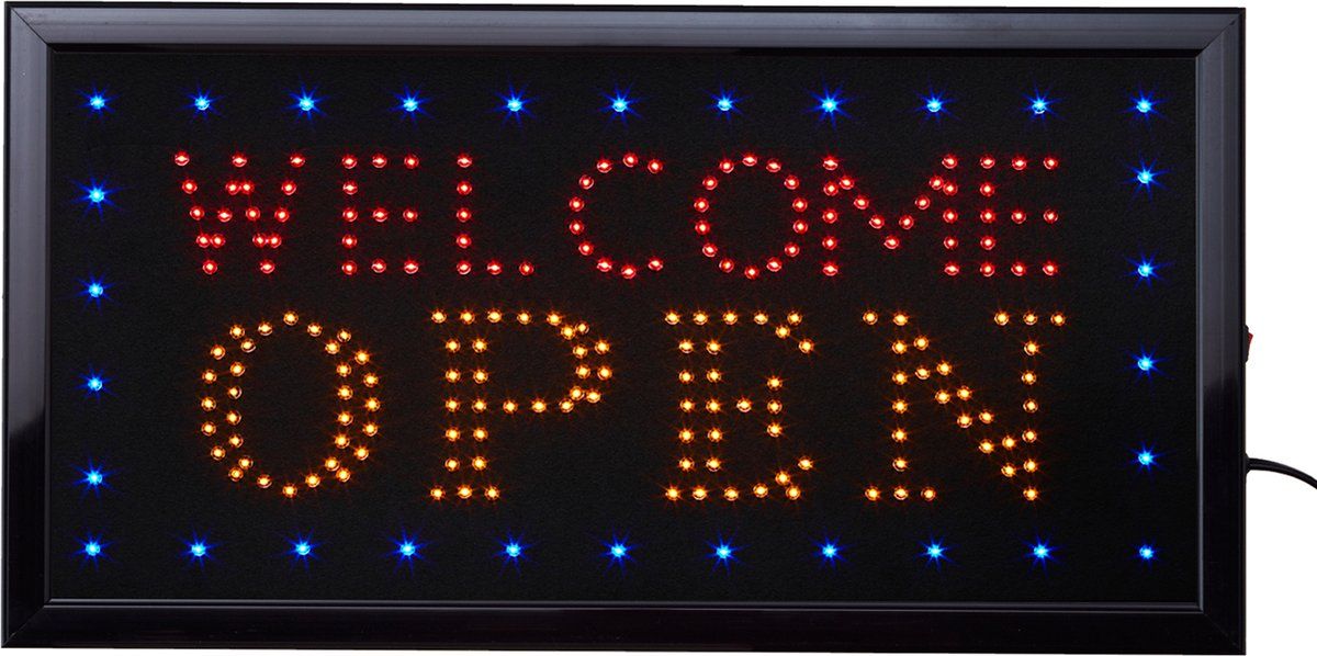 Cave & Garden Led bord - Welcome open - Coffee - 50 x 25cm - Led verlichting - Bar Decoratie - Light box