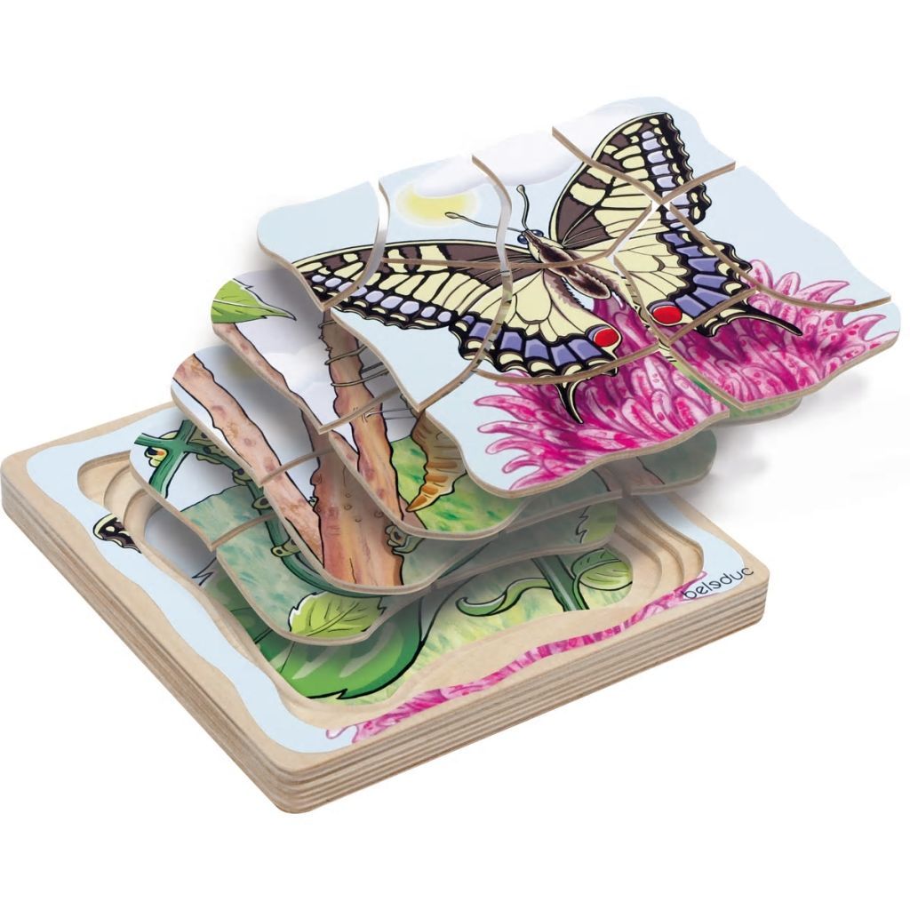 Beleduc Lagenpuzzel Vlinder - Hout - Multi