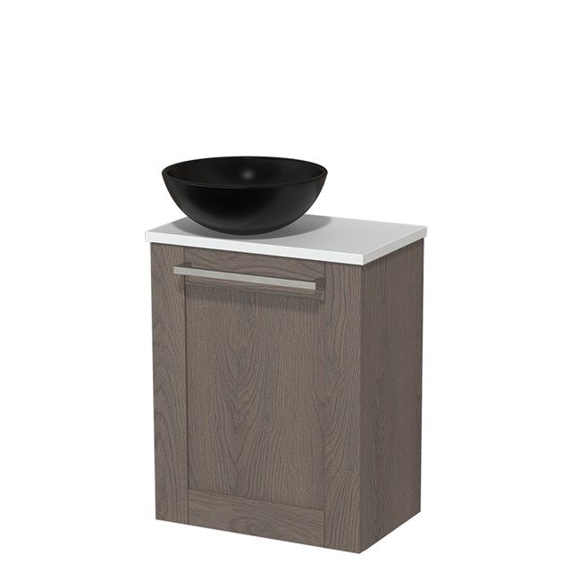 Maxaro Modulo Toiletmeubel 41 cm Donkerbruin Eiken Kader - Mat Wit
