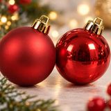 Decoris kleine kerstballen - 32x st - rood - 4 cm - kunststof