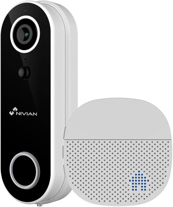 Nivian IPC-DB1 draadloze 2MP Full HD smart Wi-Fi deurbel voor buiten met accu, IR nachtzicht, PIR, microSD en 2-weg audio en gratis Tuya applicatie