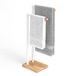 Relaxdays Handdoekrek Badkamer - 38,5 cm Breed - Staand - Bamboe - Metaal - Wit