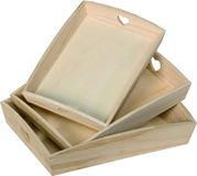 Artemio Set 3 Dienbladen Houten Hartdecoratie, Beige, 35 x 27 cm