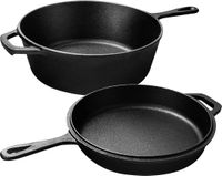 OEM Wan GmbH Voorgezouten Hollandse Oven Vuurpot - Gietijzeren Combikoker - 3L Kookset - Zwart