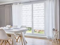 K-Home Klemmfix dubbel rolgordijn golf zonder boren - wit 115 cm x 150 cm (B x L)