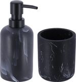 Tendance Distributeur de savon et gobelet à brosse à dents - gris - aspect marbre