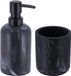 Tendance Distributeur de savon et gobelet à brosse à dents - gris - aspect marbre