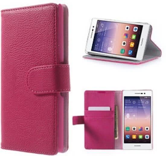Smart Huawei Ascend P7 Portemonnee Hoesje Case Roze - 7081208865816