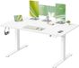 VASAGLE Bureau assis-debout électrique, réglable en hauteur, goulotte de câble | avec mémoire et USB-C, 140 x 80 x (72-120) cm, pour bureau à domicile, Blanc, Collection BALOK LSD144WZ02