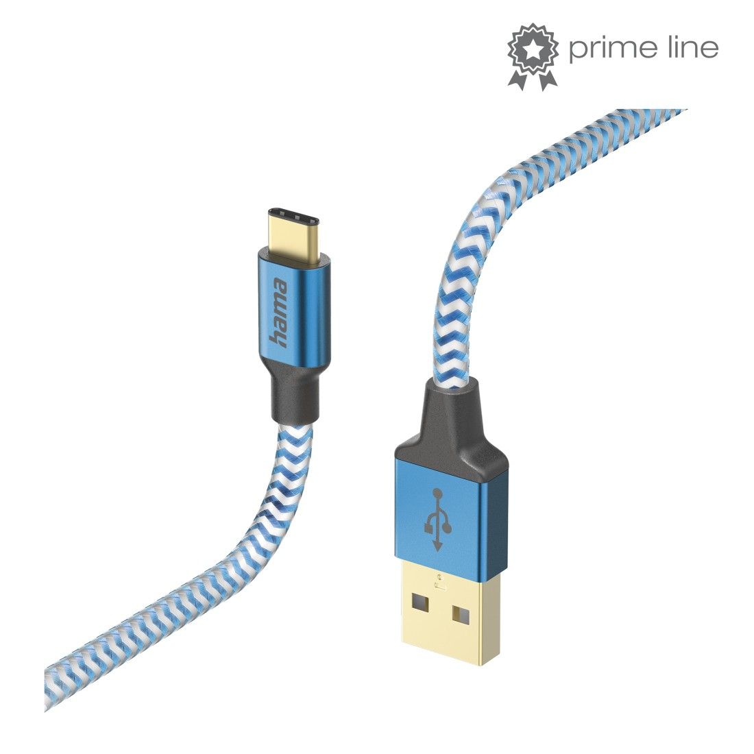 Hama Reflective USB-kabel - USB A naar USB C - 1.5 m - Blauw