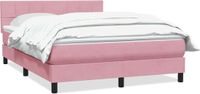 vidaXL Boxspring met matras fluweel roze 140x220 cm