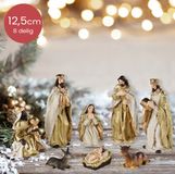 Lumineo Gouden kerststal figuren - 8 delig - 12,5cm Hoog