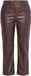 Ulla Popken - Dames - Broek leren look biesjes rechte pijpen - Bruin - Maat 46