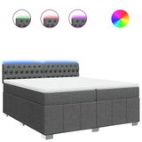 vidaXL Boxspringbed met matras, stof, donkergrijs, 200x200 cm