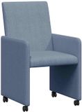 vidaXL Eetkamerstoelen met wielen, 2 stuks, blauw, katoenen stof