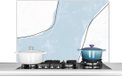 KitchenYeah Spatscherm keuken 100x65 cm - Kookplaat achterwand Blauw - Minimalisme - Abstract - Muurbeschermer - Spatwand fornuis - Hoogwaardig aluminium