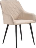 Soof&Tess - Set van 2 - Bergamo Eetkamerstoel - Beige - Fluweel - Velvet - Industrieel - Met armleuning - Easy Clean Stoffen - Hoge Kwaliteit