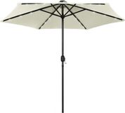 vidaXL Parasol met LED-verlichting en aluminium paal 270 cm zandwit