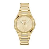 HUGO Driewijzer quartzhorloge voor dames #GRAIL FOR HER-collectie met roestvrijstalen armband
