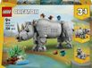 LEGO Creator 3-in-1 wilde dieren: de majestueuze neushoorn en de vogels – speelgoed met dierenfiguur verandert in een model van Hippo of Morse – cadeau voor jongens of meisjes vanaf 9 jaar 31171