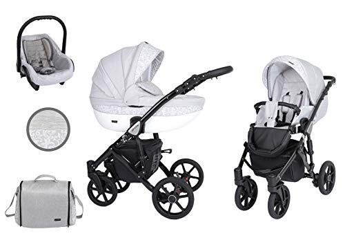 Lux4Kids Kinderwagen 3in1 2in1 Isofix kinderwagen set + accessoires Kleurselectie Mila Black van ChillyKids Silver Unique 012 3in1 (inclusief autostoeltje)