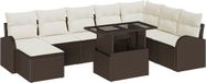 vidaXL Tuinbank Set 9-delig Bruin Polyrattan