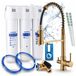 Ari robinet de cuisine 3 voies avec construction massive, laiton, robinet extractible. Incluant le système de filtration d'eau Aquaphor Kristall H